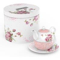 London Boutique Tea for One Teapot Cup Saucer Set New Bone China Vintage Blue in Pink | Size: 26.4L