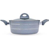 Royalford 26CM asserole Dish with Glass Lid with Non-Stick Granite Coating in Grey