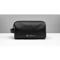 Gino Ferrari Men's Black Leather Wash Bag Bathroom Travel Essentials