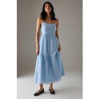 Petite Spot Organza Strappy Smock Midi Dress