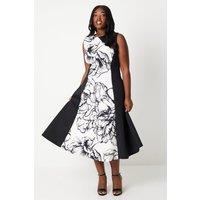 Coast Women's Plus Colour Block Scuba Midi Dress in Mono | Size: 18