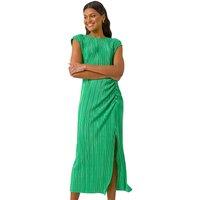 Plisse Cowl Back Midi Dress