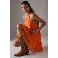 Warehouse Women's HCD Chiffon Embroidered Halter Mini Dress in Pink | Size: 8