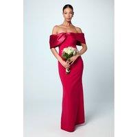 Satin Sleeve Scuba Maxi Bridesmaid Dress