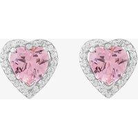 Starbright Women's Sterling Silver Heart Shaped Cubic Zirconia Halo Stud Earrings THB-03E PK