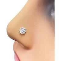 Raina Jewels Women's 18ct White Gold Eight Petal Cubic Zirconia Floral Nose Stud/Pin 5.5mm