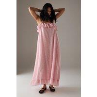 Warehouse Women's Rose Organza Strappy Frill Midi Sundress in Pink | Size: 8