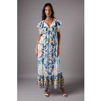 Sleeveless Chiffon Maxi With Pleat Detail And Frill Sleeve