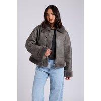 Urban Bliss Women's Cropped Bonded Jacket in Grey | Size: 14