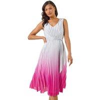 Pleated Ombre Midi Dress