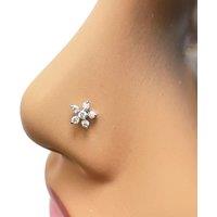 Raina Jewels Women's 18ct White Gold Five Cubic Zirconia Petal Floral Nose Stud/Pin 5.5mm
