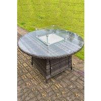 PE Round Rattan Gas Fire Pit Dining Table Gas Heater