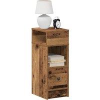 Berkfield Home Bedside Cabinet with Drawer Old Wood 25x31x66 cm in Brown | Size: 25 x 31 x 66 cm