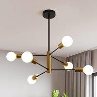 6-Light Sputnik Chandelier Adjustable Black & Gold Ceiling Pendant Lighting