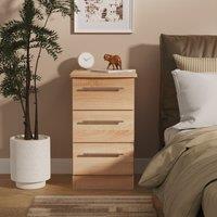 Ready Assembled 2 U Carlton 3 Drawer Bedside Cabinet (Ready Assembled) in Light Oak | Size: Small