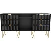 Ready Assembled 2 U Metro 6 Drawer Sideboard (Ready Assembled) in True Black | Size: Large