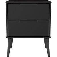 Ready Assembled 2 U Fuji 2 Drawer Bedside Cabinet (Ready Assembled) in Black | Size: Small