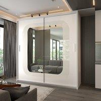 Sliding Wardrobes 4U Double Door Sliding Wardrobe With LED Light W203cm x H217cm x D62cm in White