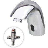 Nes Home Arch Infra-Red Sensor Basin Mono Mixer Tap & TMV Valve Chrome in Metallic Silver