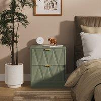 Ready Assembled 2 U Washington 2 Drawer Bedside (Ready Assembled) in Pale Green | Size: Small
