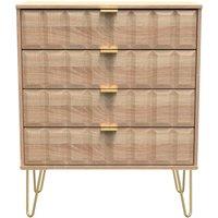 Ready Assembled 2 U Metro 4 Drawer Chest (Ready Assembled) in Light Oak | Size: Medium