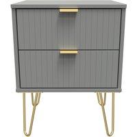 Ready Assembled 2 U Bexley 2 Drawer Bedside Cabinet (Ready Assembled) in Dark Grey | Size: Small