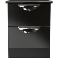 Ready Assembled 2 U Holborn 2 Drawer Bedside Cabinet (Ready Assembled) in Black | Size: Small