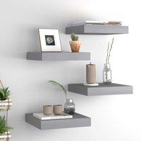 Berkfield Home Floating Wall Shelves 4 pcs Grey 23x23.5x3.8 cm MDF