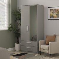Ready Assembled 2 U Trent 2 Door 2 Drawer Mirrored Robe (Ready Assembled) in Dark Grey | Size: Large