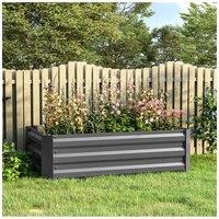 2Pcs Galvanized Steel Rectangular Raised Garden Bed Planter Box