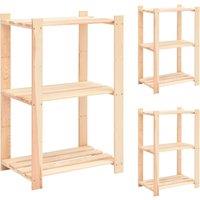Berkfield Home 3-Tier Storage Racks 3 pcs 60x38x90 cm Solid Pinewood 150 kg in Beige | Size: 60 x 38 x 90 cm