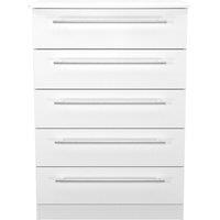 Ready Assembled 2 U Carlton 5 Drawer Chest (Ready Assembled) in White | Size: Large
