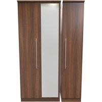 Ready Assembled 2 U Carlton Triple Mirror Wardrobe (Ready Assembled) in Walnut | Size: Large