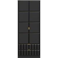 Ready Assembled 2 U Metro 2 Door 2 Drawer Wardrobe (Ready Assembled) in True Black | Size: Large