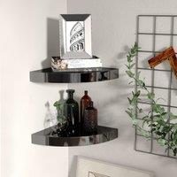 Berkfield Home Floating Corner Shelves 2 pcs High Gloss Black 25x25x3.8 cm MDF