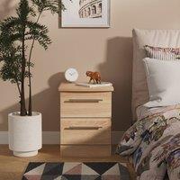 Ready Assembled 2 U Carlton 2 Drawer Bedside Cabinet (Ready Assembled) in Light Oak | Size: Small