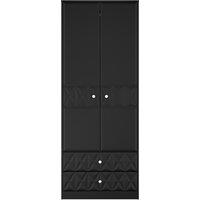 Ready Assembled 2 U Memphis 2 Door Robe 2 Drawer Robe (Ready Assembled) in True Black | Size: Large