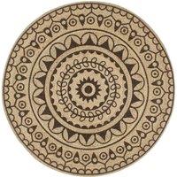 Berkfield Home Handmade Rug Jute with Dark Brown Print 150 cm | Size: Medium