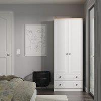 Ready Assembled 2 U Surrey 2 Drawer Double Wardrobe (Ready Assembled) in White | Size: Large