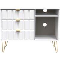 Ready Assembled 2 U Metro 3 Drawer TV Unit (Ready Assembled) in White | Size: Medium