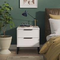Ready Assembled 2 U Menai 2 Drawer Bedside (Ready Assembled) in White | Size: Small