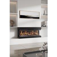 H&O Direct 50inch 3-Sided Electric Fireplace in Black