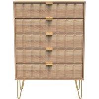 Ready Assembled 2 U Metro 5 Drawer Chest (Ready Assembled) in Light Oak | Size: Large