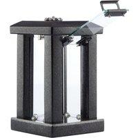 Novecrafto Granite Memorial Lantern with Flower - Grave Ornaments for Cemetery in Black
