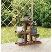 Berkfield Home Flower Stand 58x25x51 cm Solid Wood Fir in Brown | Size: 58 x 25 x 51 cm