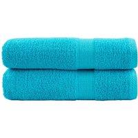 Berkfield Home Premium Hand Towels SOLUND 2 pcs Turquoise 50x100 cm 600 gsm in Blue