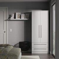 Ready Assembled 2 U Carlton 2 Door 2 Drawer Wardrobe (Ready Assembled) in Grey | Size: Large