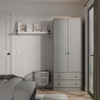 Ready Assembled 2 U Surrey 2 Drawer Double Wardrobe (Ready Assembled) in Grey | Size: Large