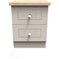 Ready Assembled 2 U Norton 2 Drawer Bedside Cabinet (Ready Assembled) in Taupe | Size: Small