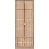 Ready Assembled 2 U Metro 2 Door 2 Drawer Wardrobe (Ready Assembled) in Light Oak | Size: Large